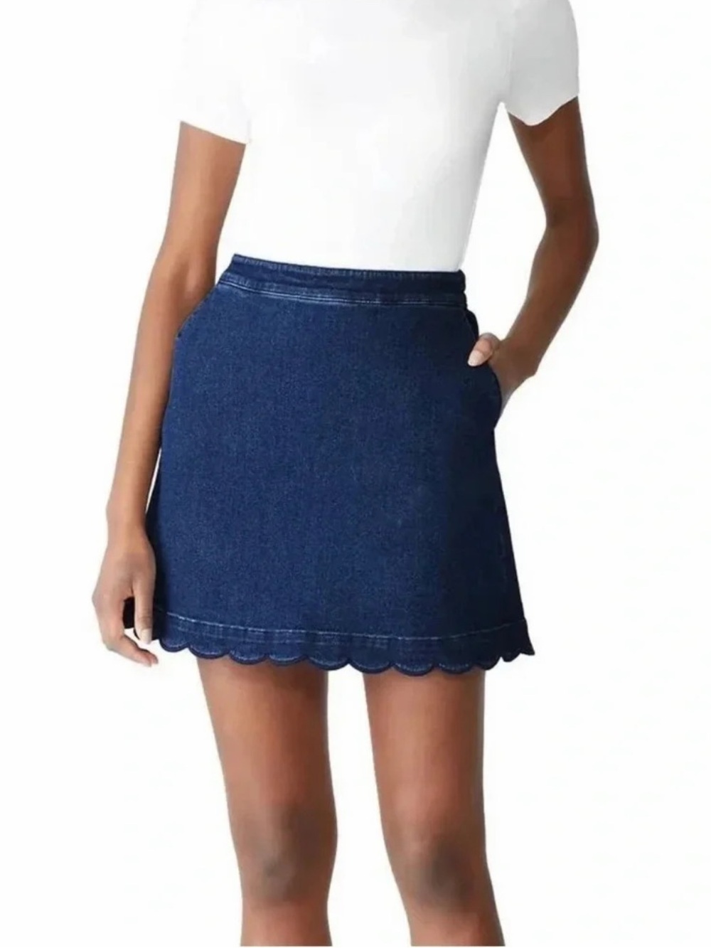 Draper James Scalloped Hem Denim Mini Skirt Blue Size 6